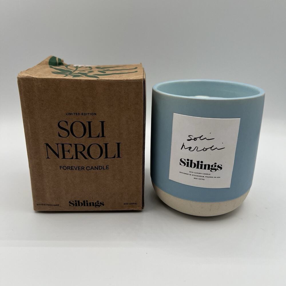 Siblings Limited Edition Soli Neroli Forever Candle Refillable USA 8oz NIB